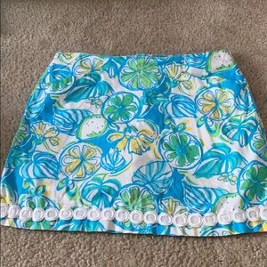 lily pulitzer mini skirt with fruit pattern